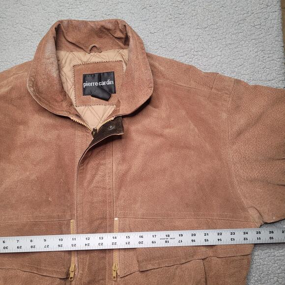 Vintage Pierre Cardin Jacket Mens Large Brown Suede Leather Bomber 90s Classic - Picture 7 of 10